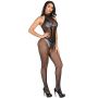 Kuszące bodystocking zdobione otwarty krok XS-L - 5